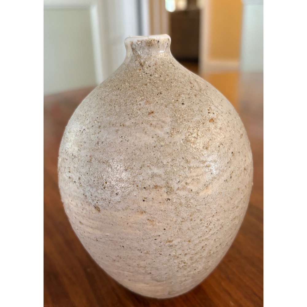 Anderson Design Maine Studio Pottery Bud Vase Hand Painted Tree Cream Glaze 5" - Picture 3 of 7